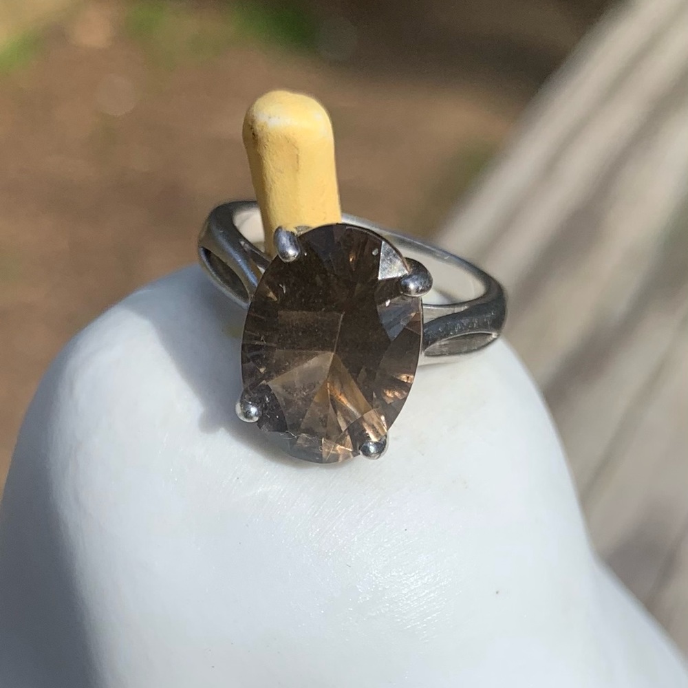Smoky Topaz SS RING. SZ 6 - Picture 4 of 5